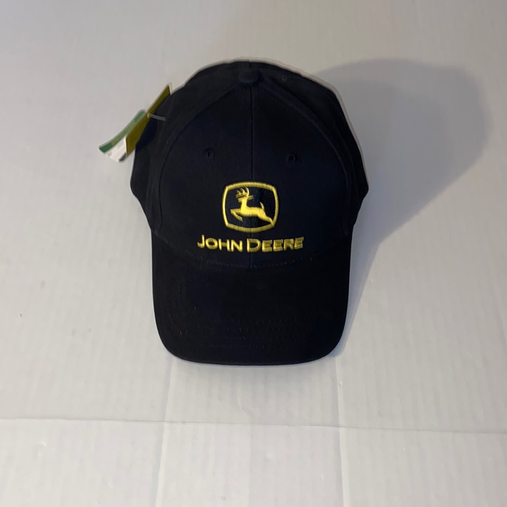 John Deere Strap Back Adjustable Size Black And Yellow Hat Cap
